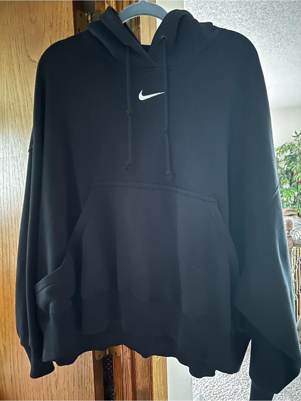 Nike Black Hoodie with White Swoosh